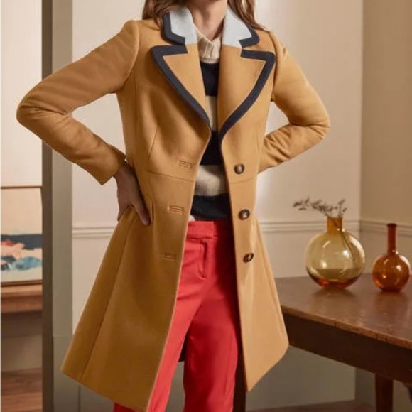 Boden Wool Blend Ground Ginger Crombie Coat - Picture 3 of 11